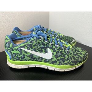 Nike Free TR Fit 3‎ Flash Lime Leopard Women's Blue Green Running Shoes Size 9